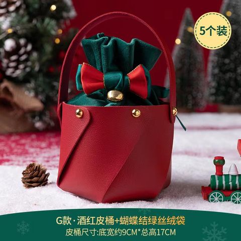 Christmas Solid Color Pu Leather Party Gift Wrapping Supplies 1 Piece