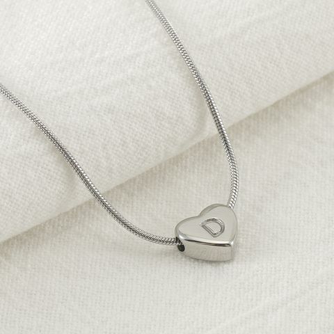 Stainless Steel Simple Style Polishing Letter Heart Shape Pendant Necklace