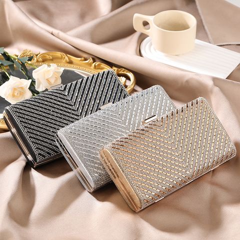 Women's Polyester Stripe Vintage Style Square Magnetic Buckle Evening Bag