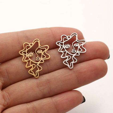 1 Pair Japanese Style French Style Sweet Human Face Stainless Steel Polishing Plating Jewelry Accessories