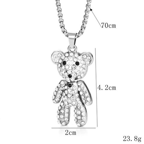 Cute Animal Artificial Diamond Alloy Titanium Steel Wholesale Pendant Necklace