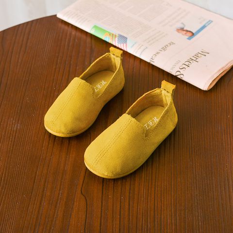 Kid's Vintage Style Solid Color Round Toe Flats