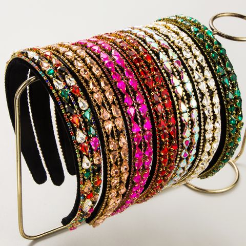 Women's Elegant Luxurious Water Droplets Alloy Cloth Inlay Rhinestones Hair Band