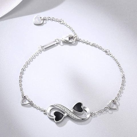 Elegant Heart Shape Sterling Silver Plating Inlay Zircon Silver Plated Bracelets