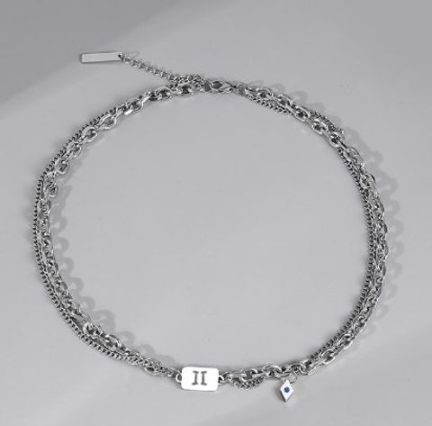 Simple Style Constellation Titanium Steel Plating Inlay Zircon Unisex Necklace