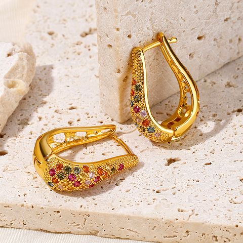 1 Pair Elegant Color Block Plating Inlay Copper Zircon Chandelier Earrings