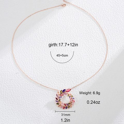 Wedding Sweet Wreath Stainless Steel Copper Plating Inlay Zircon Rose Gold Plated Pendant Necklace