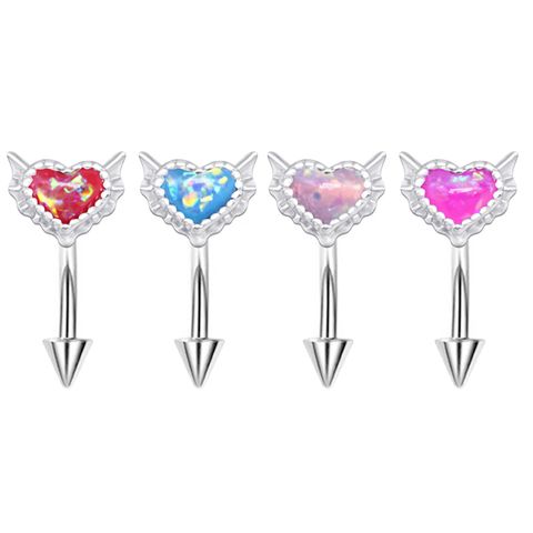 1 Piece Eyebrow Studs Sexy Sweet Heart Shape 316 Stainless Steel  Copper Plating Inlay Acrylic White Gold Plated