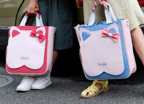 Girl's Boy's Pu Leather Color Block Cute Square Zipper Handbag Crossbody Bag