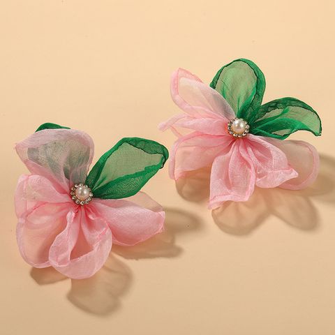 1 Pair Original Design Flower Cloth Ear Studs