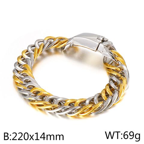Punk Geometric Titanium Steel 18K Gold Plated Men's Bracelets