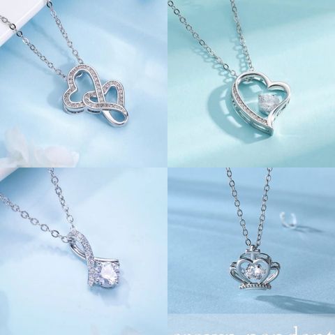 Elegant Lady Heart Shape Copper Plating Inlay Zircon 14k Gold Plated Pendant Necklace