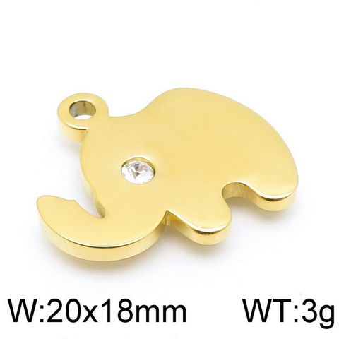1 Piece Stainless Steel Zircon 18K Gold Plated Animal