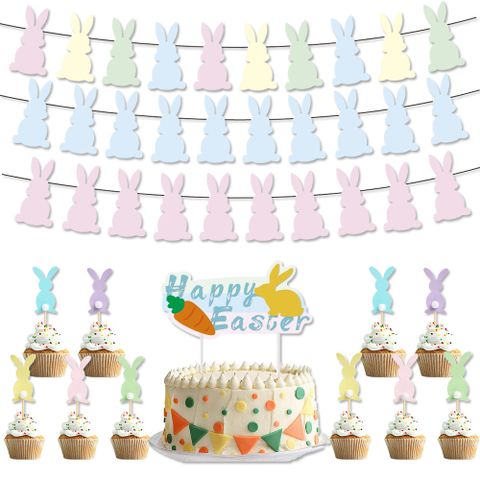 Easter Cartoon Style Rabbit Paper Party Festival Cake Decorating Supplies Decorative Props