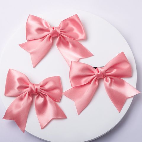 Girl's Princess Simple Style Solid Color Bow Knot Cloth Hair Clip