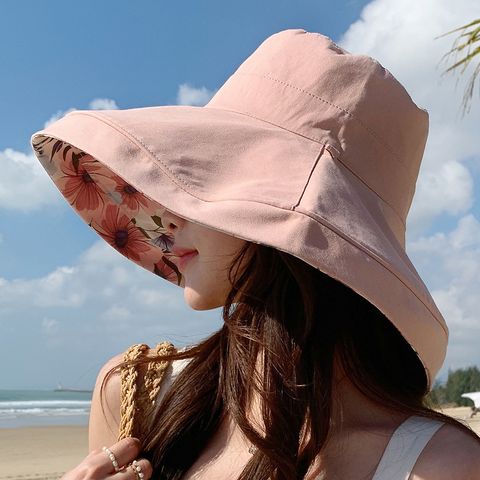 Women's Basic Flower Big Eaves Sun Hat