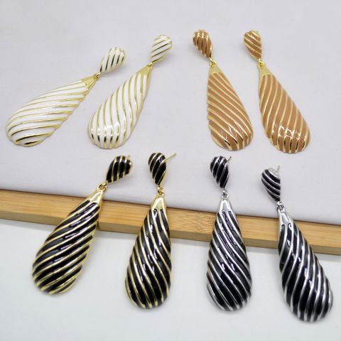 1 Pair Retro Spiral Stripe Plating Alloy 14k Gold Plated Drop Earrings