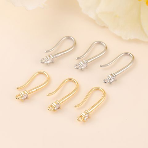 1 Pair Copper Zircon Geometric Hook Earring Findings Simple Style Classic Style