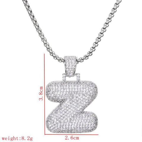 Wholesale Lady Letter 304 Stainless Steel Copper Plating Inlay Zircon Necklace