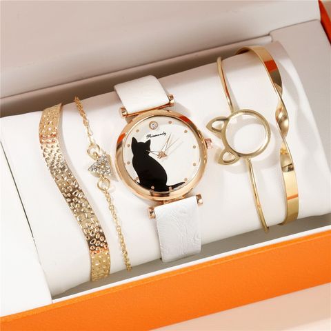 Elegant Simple Style Cat Buckle Quartz Women's Watches