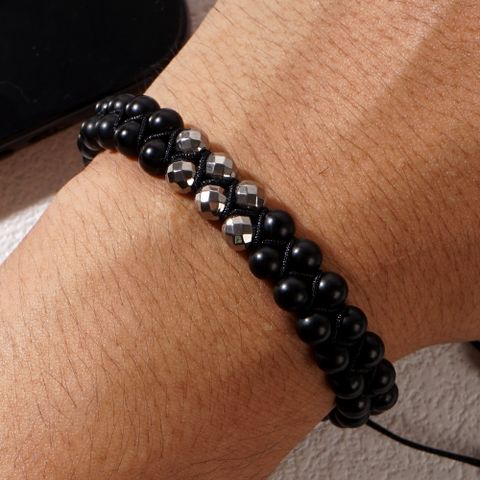 Hip-hop Punk Round Agate Beaded Braid Unisex Bracelets