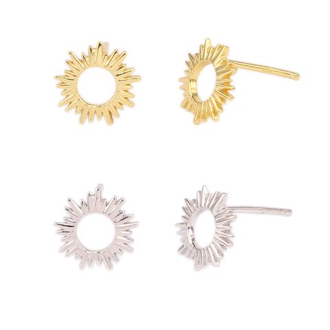 1 Pair Ig Style Sun Plating Sterling Silver White Gold Plated Gold Plated Ear Studs