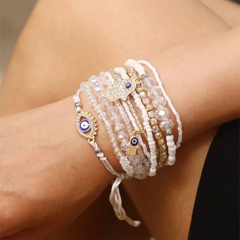 Ig Style Simple Style Palm Alloy Glass Handmade Women's Bracelets