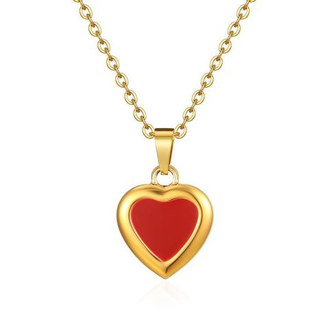 Sweet Heart Shape Stainless Steel Enamel Pendant Necklace