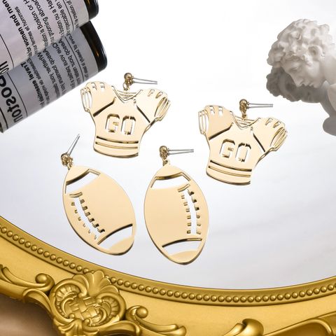 1 Pair Simple Style Rugby Jersey Iron Drop Earrings