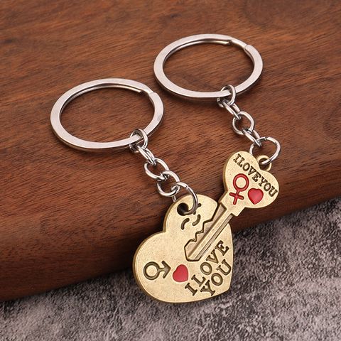 Simple Style Letter Heart Shape Zinc Alloy Valentine's Day Couple Keychain