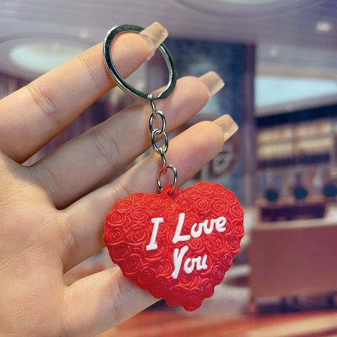 Cute Letter Heart Shape Pvc Valentine's Day Couple Keychain