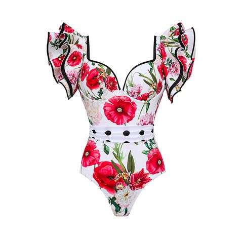 Women's Glam Lady Beach Flower 2 Pieces Set One Piece Swimwear