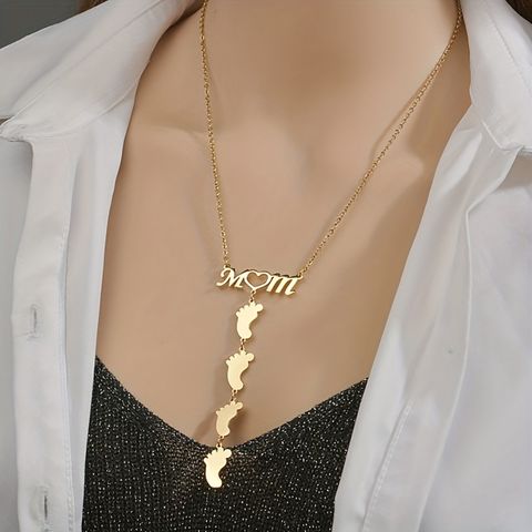 Mama Simple Style Letter Footprint Stainless Steel Plating 18k Gold Plated Pendant Necklace