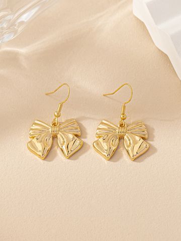 1 Pair Sweet Simple Style Bow Knot Plating Alloy Gold Plated Drop Earrings
