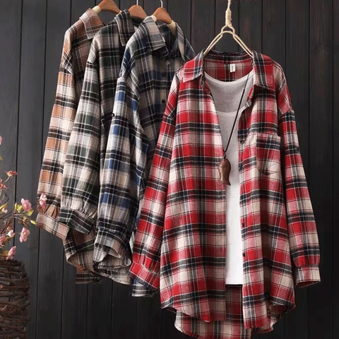 Women's Blouse Long Sleeve Blouses Casual Simple Style Plaid