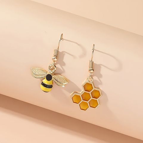 1 Pair Casual Cute Bee Enamel Alloy Drop Earrings
