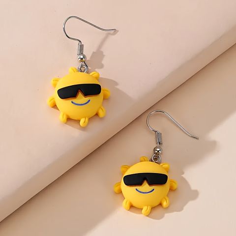 1 Pair Cute Sun Resin Drop Earrings