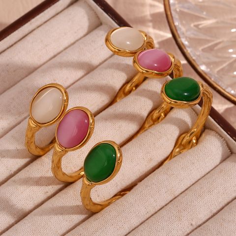Vintage Style Simple Style Classic Style Color Block Stainless Steel Plating 18k Gold Plated Bangle