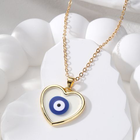 Casual Simple Style Heart Shape Eye Alloy Resin Women's Pendant Necklace