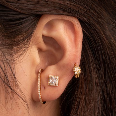 1 Piece Ear Cartilage Rings & Studs Simple Style U Shape Skull Copper Inlay Zircon