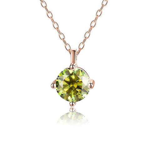 Casual Solid Color Sterling Silver Plating Inlay Moissanite Rose Gold Plated White Gold Plated Gold Plated Pendant Necklace