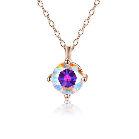 Casual Solid Color Sterling Silver Plating Inlay Moissanite Rose Gold Plated White Gold Plated Gold Plated Pendant Necklace
