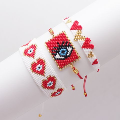 Elegant Glam Devil's Eye Heart Shape Glass Knitting Valentine's Day Women's Bracelets