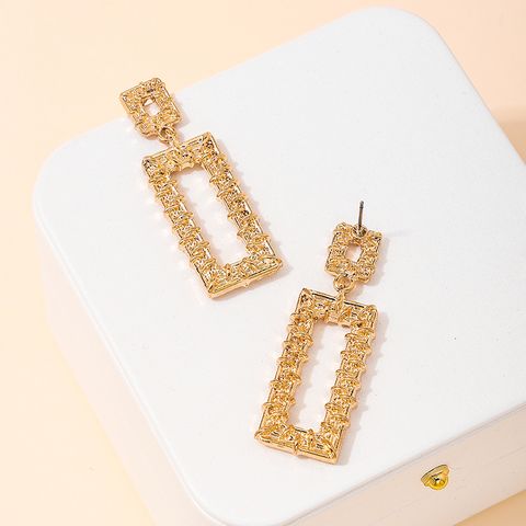 1 Pair Simple Style Classic Style Rectangle Plating Alloy Zinc Gold Plated Drop Earrings