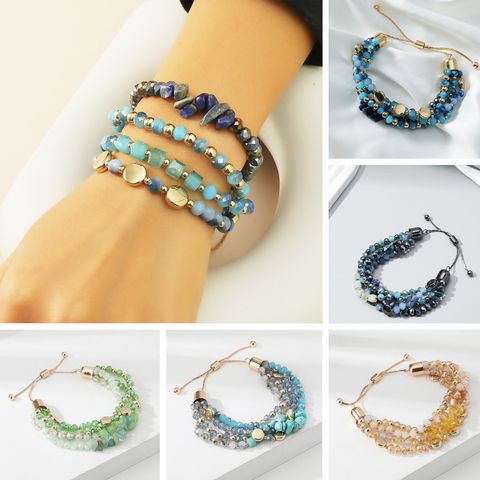 Vintage Style Handmade Classic Style Crystal Artificial Crystal Stone Copper Beaded Layered Plating Gold Plated Rhodium Plated Silver Plated Unisex Bracelets