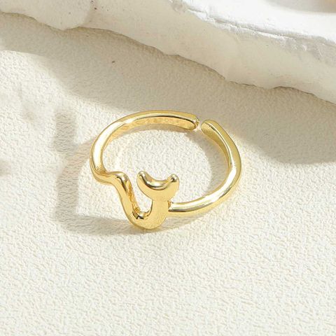 Vintage Style Simple Style Flower Copper Plating 14k Gold Plated Open Rings