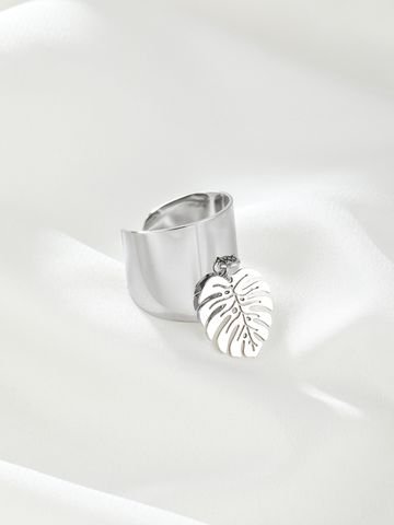 304 Stainless Steel 14K Gold Plated Simple Style Plating Leaves Charm Rings
