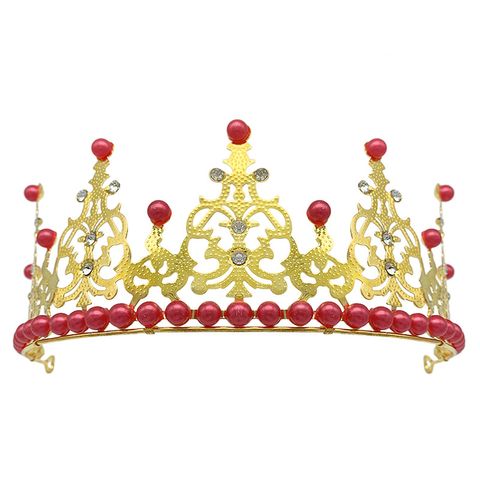 Fashion Crown Imitation Pearl Alloy Rhinestone Plating Crown 1 Piece