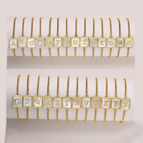 Preppy Style Simple Style Classic Style Letter 201 Stainless Steel 18K Gold Plated Shell Bracelets In Bulk