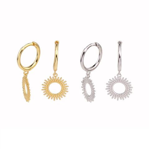 1 Pair Vintage Style Simple Style Sunflower Solid Color Plating Sterling Silver Drop Earrings
